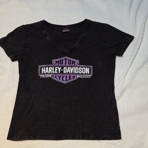 Harley-Davidson Black And Dark Purple Tee with Purple Logo